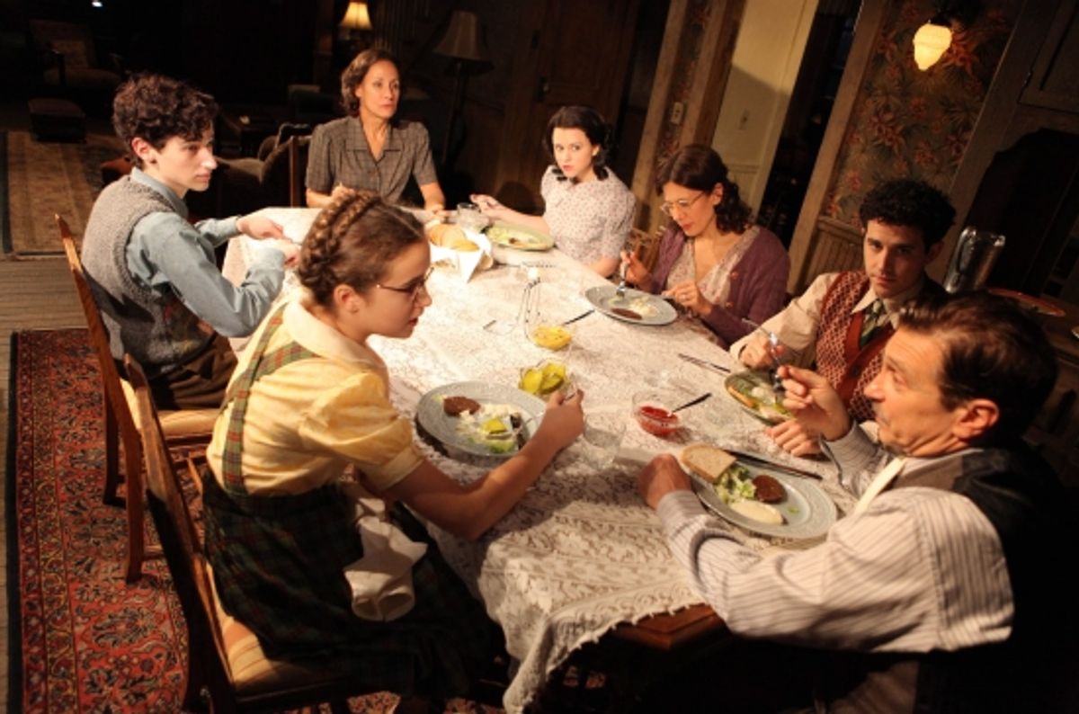 Clockwise from top left: Noah Robbins, Laurie Metcalf, Alexandra Socha, Jessica Hecht, Santino Fontana, Dennis Boutsikaris and Gracie Bea Lawrence at 