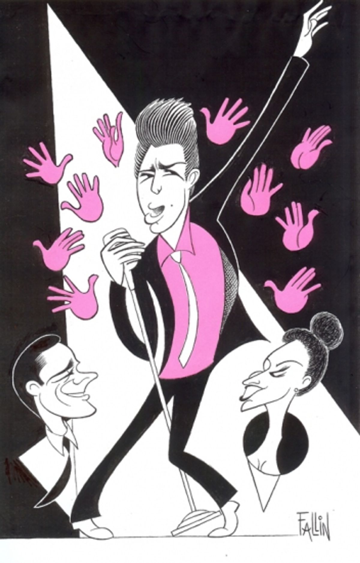 (L to R): John Stamos, Nolan Gerard Funk, and Gina Gershon in BYE BYE BIRDIE at 