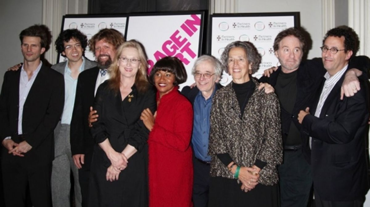 Frederick Weller, Geoffrey Arend, Oskar Eustis, Meryl Streep, Jenifer Lewis,, Austin Pendleton, Ruth Messinger, Kevin Kline and Tony Kusher at COURAGE IN CONCERT One-Night-Only Benefit Performance at The Public Theater