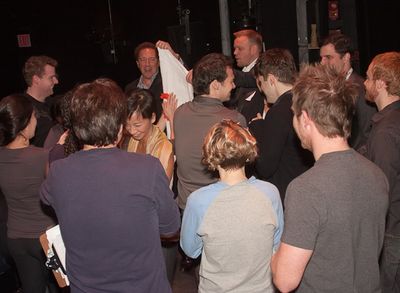 Kevin McCollum, Jason Moore, Robyn Goodman, Ken Davenport and the cast
 Photo