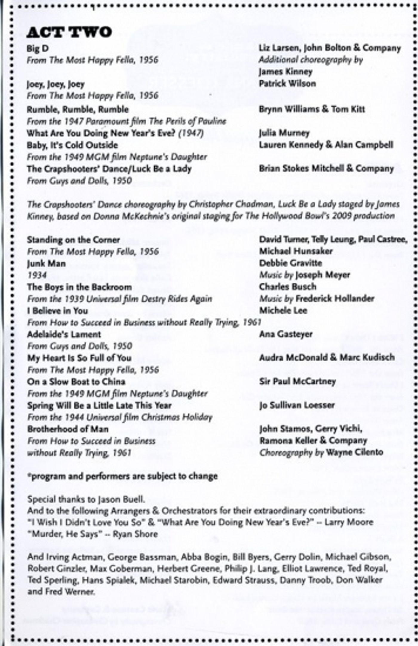 Photo Coverage: Chance and Chemistry: A Celebration of Frank Loesser - Curtain Call  Image