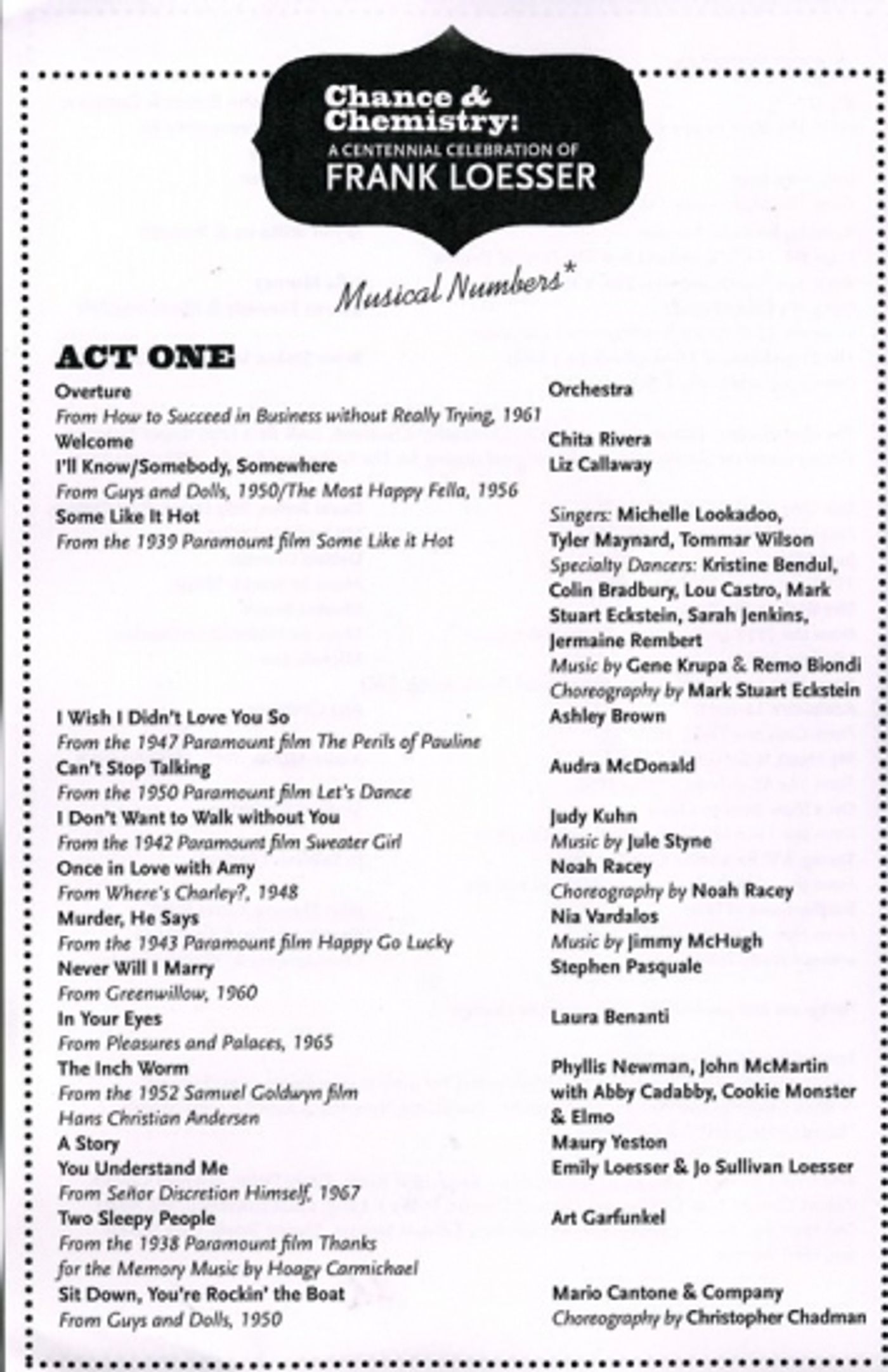 Photo Coverage: Chance and Chemistry: A Celebration of Frank Loesser - Curtain Call  Image