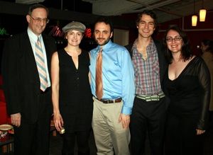 Victor L. Cahn, Keira Naughtom, director Eric Parness (with beard), Scott Barrow and producer Rachel Reiner. @ BroadwayWorld Victor L. Cahn, Keira Naughtom, director Eric Parness (with beard), Scott Barrow and Photo