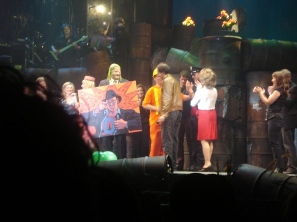 NYC Director John Rando Presents Dancap President Aubrey Dan with a Portrait at Curtain Call at 