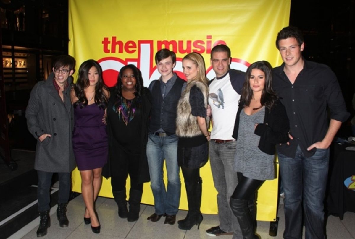 Kevin McHale, Jenna Ushkowitz, Amber Riley, Chris Colfer, Dianna Agron, Mark Salling, Lea Michele and Cory Monteith at 
