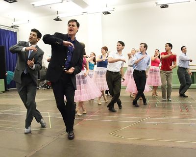 Tony Yazbeck and James Clow with the Ensemble Photo