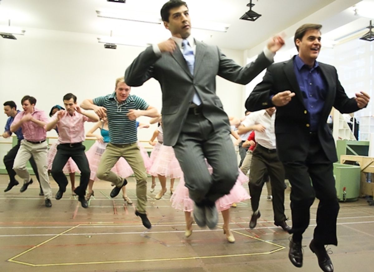 Tony Yazbeck and James Clow with the Ensemble at 