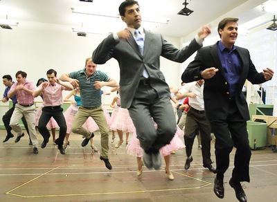Tony Yazbeck and James Clow with the Ensemble Photo