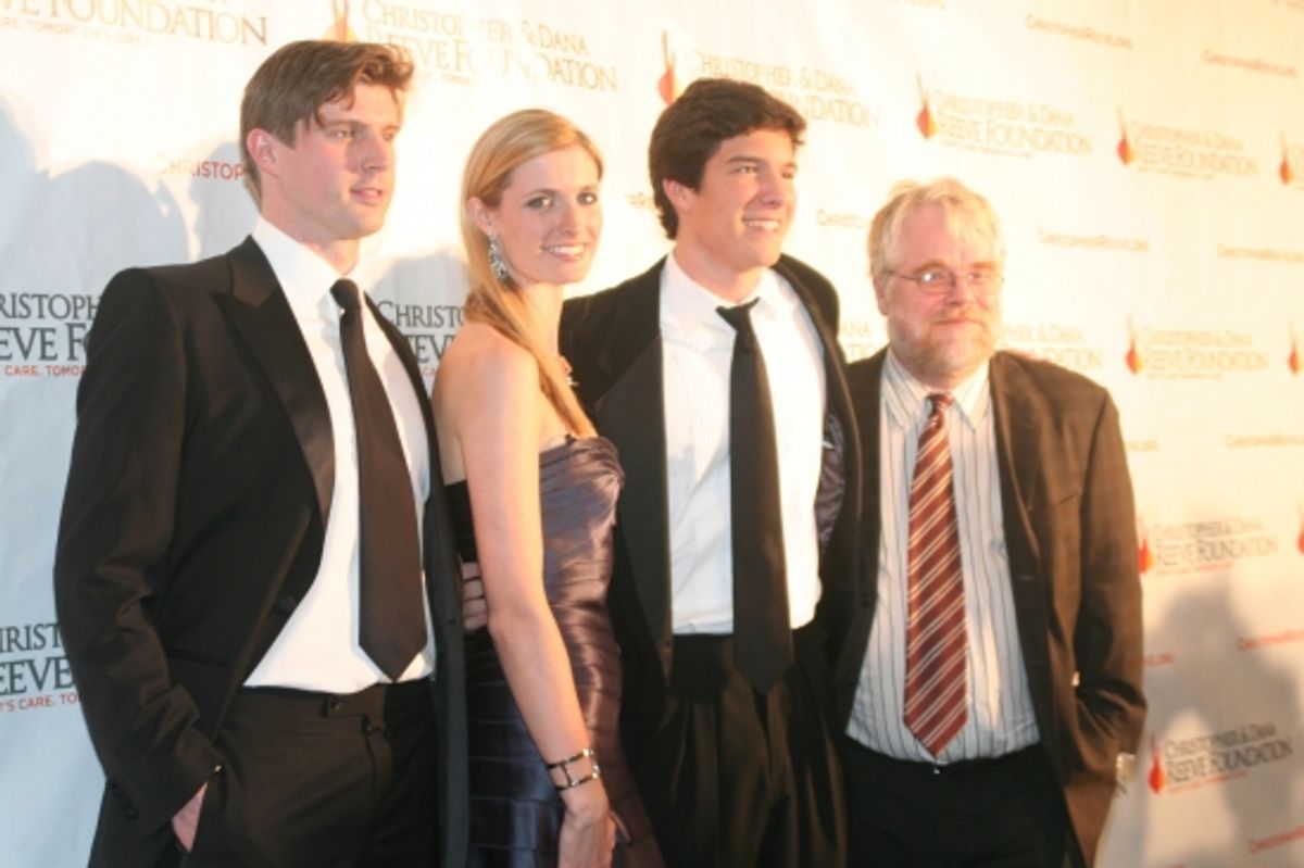 Matthew Reeve, Alexandra Reeve Givens, Will Reeve and Philip Seymour Hoffman
 at 