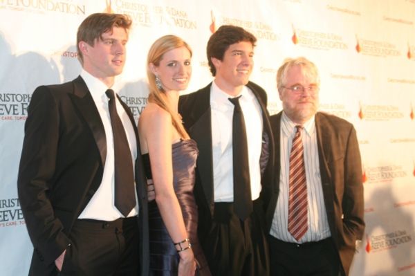 Matthew Reeve, Alexandra Reeve Givens, Will Reeve and Philip Seymour Hoffman
 Photo