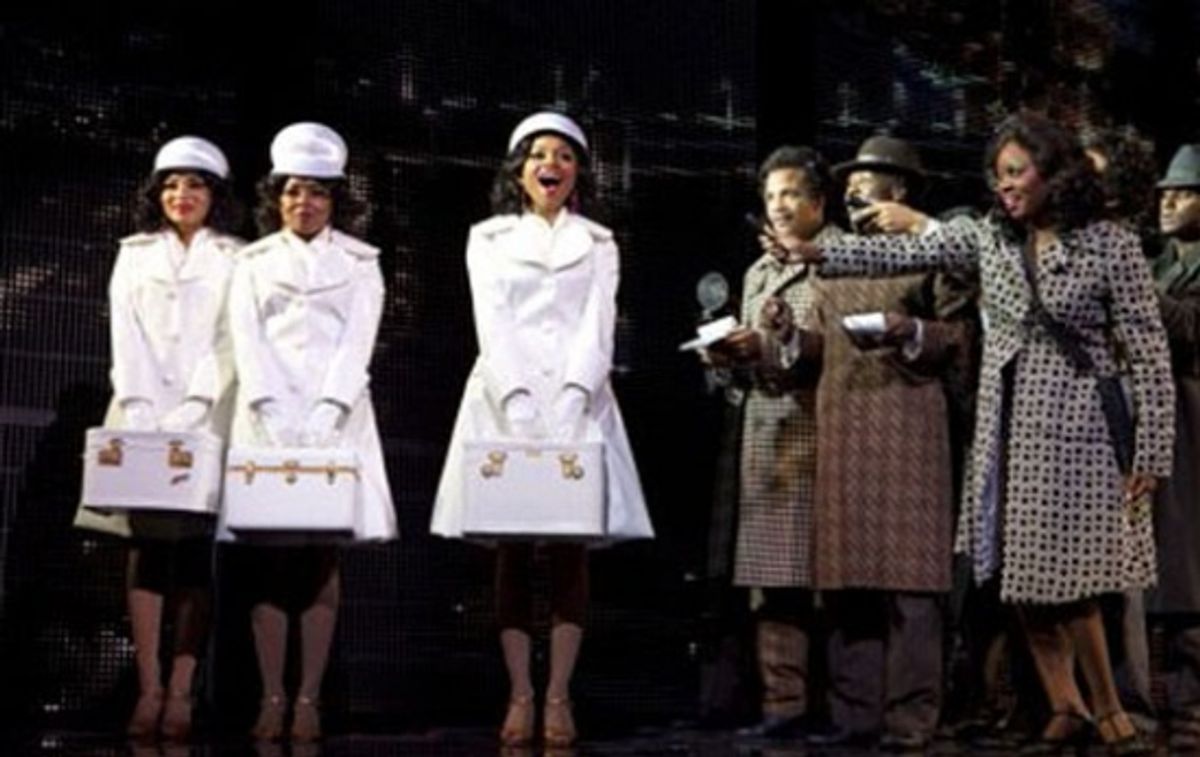 Margaret Hoffman, Adrienne Warren and Syesha Mercado with the ensemble  at 