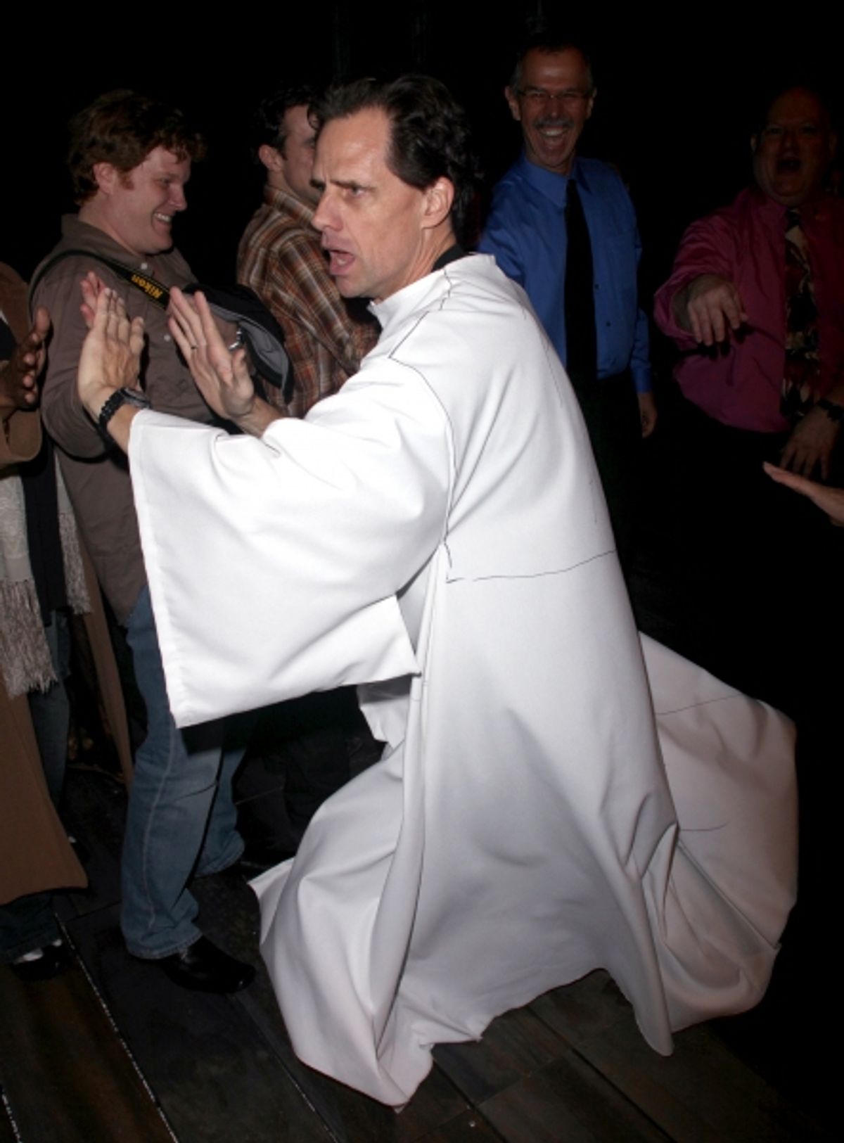 Michael X. Martin works the crowd at 