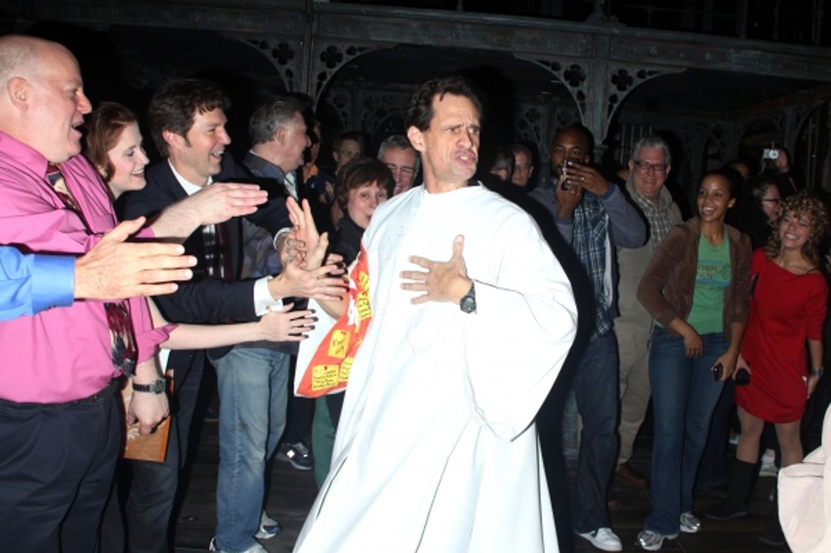 Michael X. Martin shows off his stuff to the cast and crew! at 