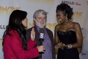 George Lucas and Mellody Hobson talking to cameras @ BroadwayWorld George Lucas and Mellody Hobson talking to cameras Photo