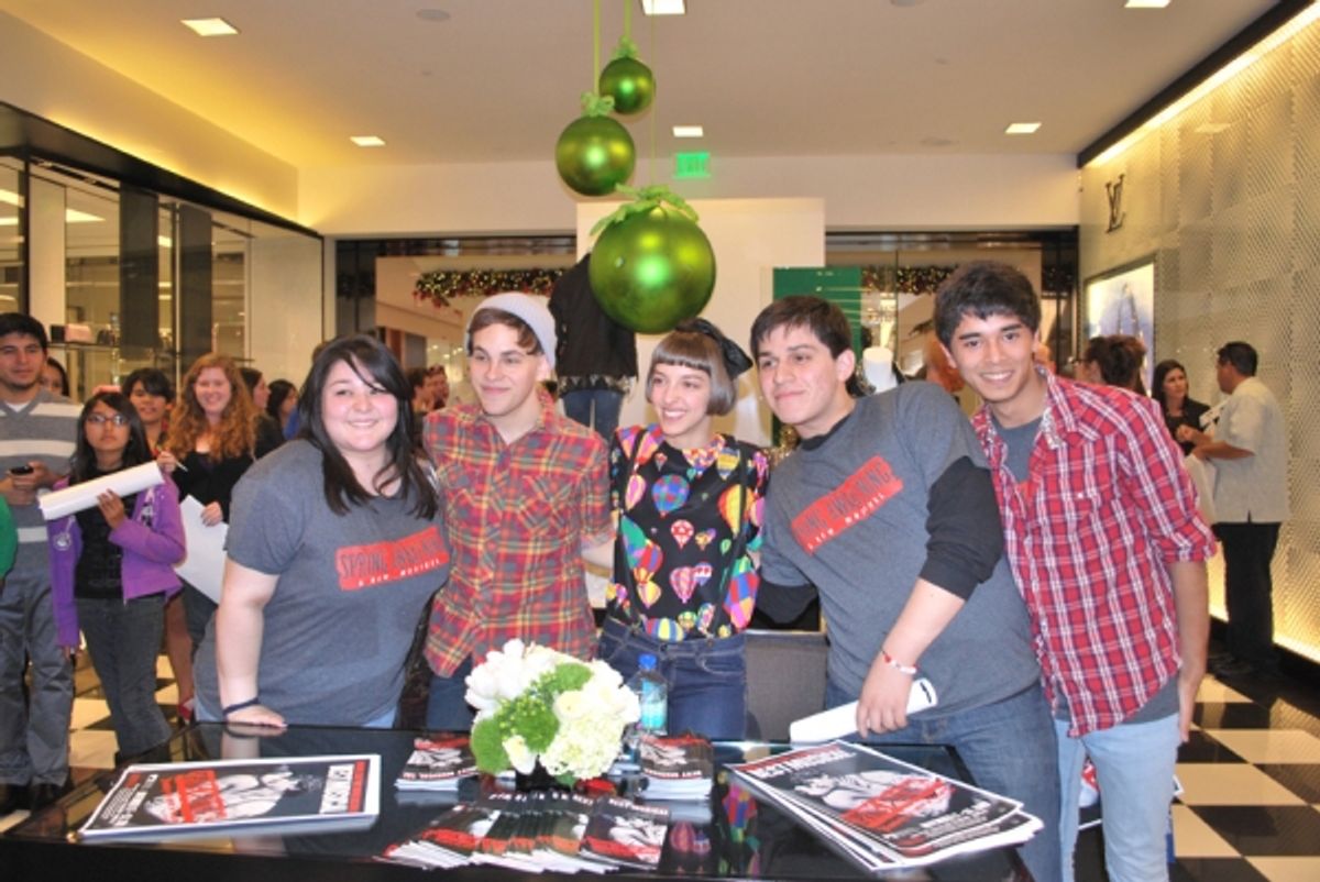 Taylor Trensch, Steffi D. with fans at 