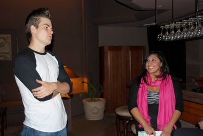 Matt Shingledecker with a fan Photo