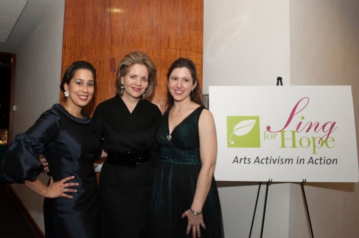 Renee Fleming with Sing for Hope's co-founders Monica Yunus and Camille Zamora at 