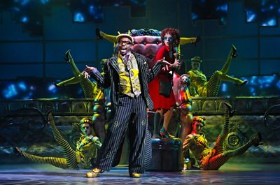 Tommar Wilson as The caterpillar, Janet Dacal as Alice and Company Photo