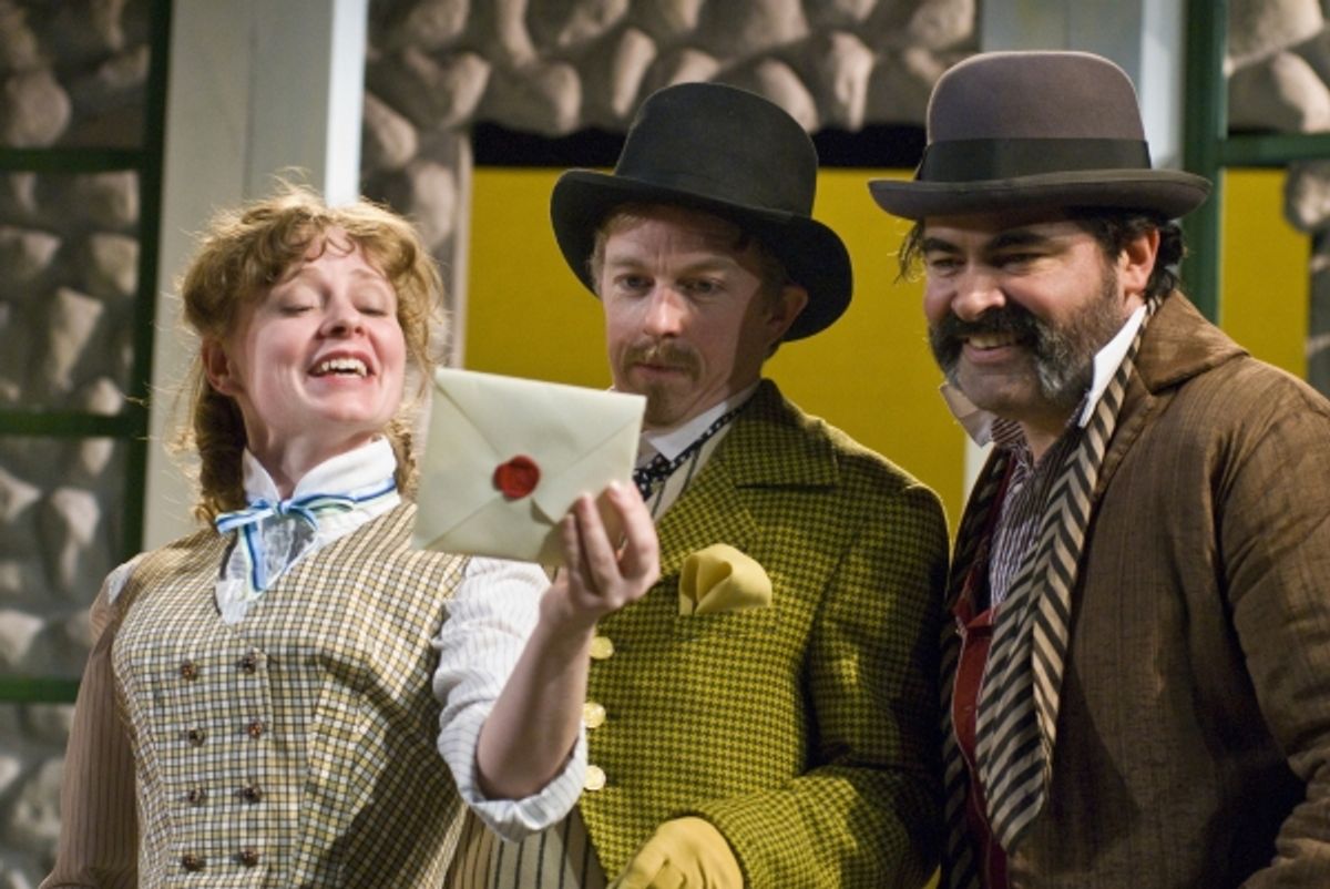 Carol Roscoe as Maria, Darragh Kennan as Sir Andrew, and Ray Gonzalez as Sir Toby at 