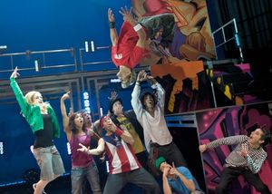 Ivan Valez (in the air) with Caity Lotz, Galen Hooks, Jaime Burgos, Richard Vazquez,  Photo