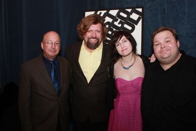 Andrew D. Hamingson, Oskar Eustis, Jean-Michele Gregory, and Mike Daisey Photo