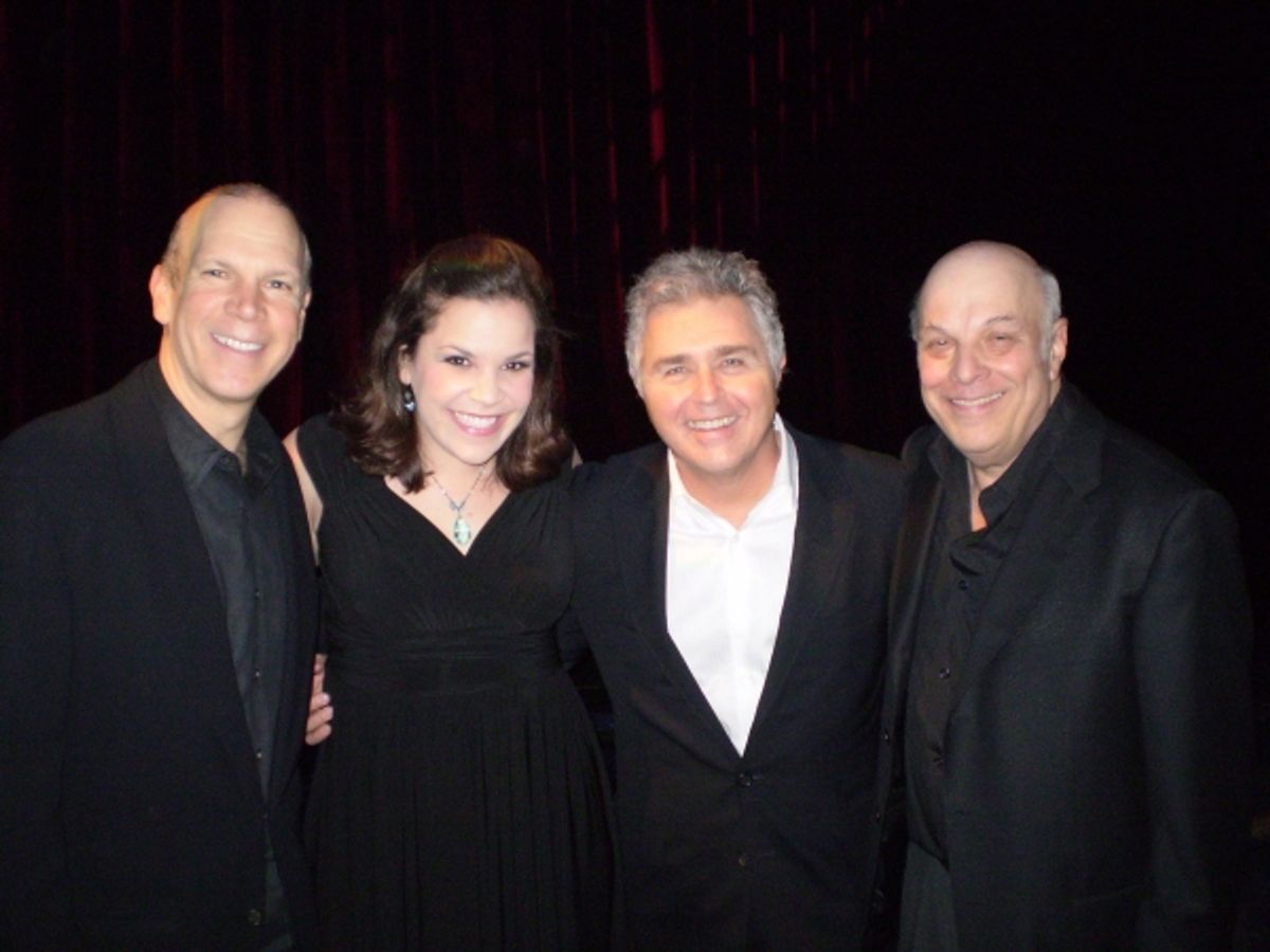David Zippel, Lindsay Mendez,  Steve Tyrell, and Charles Fox at 'The Songs of Our Lives' Benefit Concert