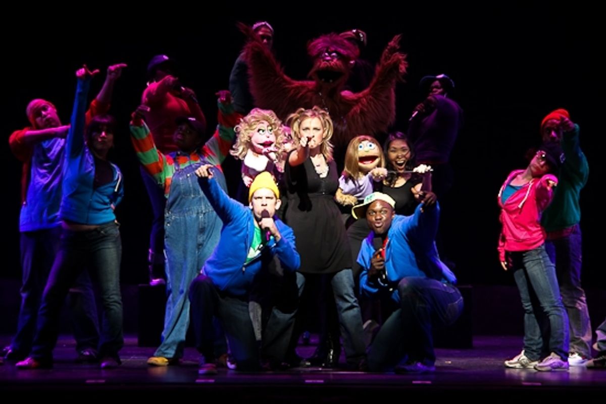 Anika Larsen with the casts of The casts of Avenue Q and In The Heights at 