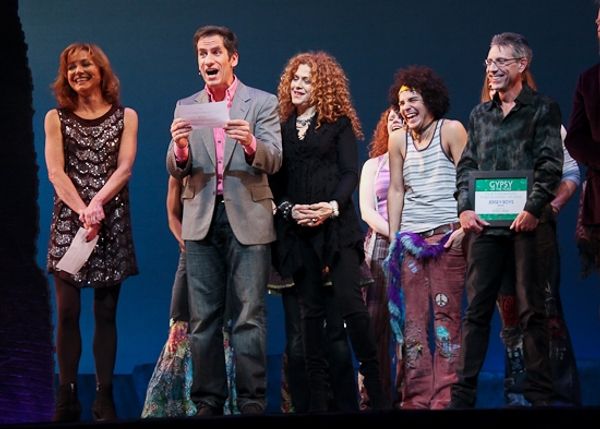 Julie White, Seth Rudetsky, Bernadette Peters, and Larry Baker Photo
