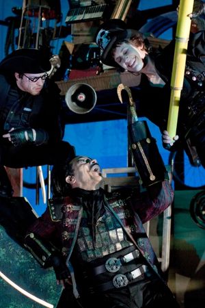 L-R: David J. Sweeny as Smee, Frank X as Captain Hook and Sarah Sanford as Starkey Photo