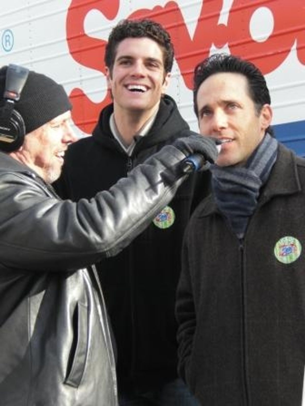 Spence of the Morning Zoo with Peter Saide and Jeff Leibow of JERSEY BOYS  at 