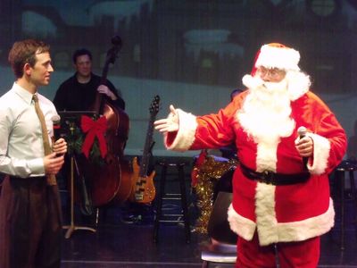 Robert Ousley as Santa and Cass Morgan and Daniel Reichard Photo