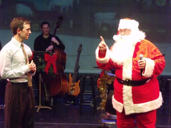 Robert Ousley as Santa and Cass Morgan and Daniel Reichard Photo
