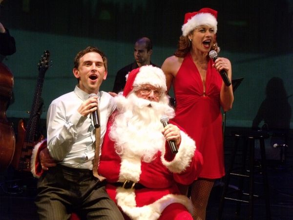 Daniel Reichard, Robert Ousley as Santa and Rachelle Rak Photo