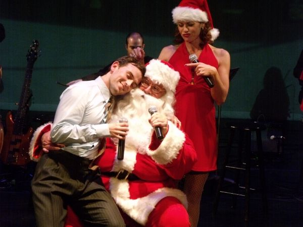 Daniel Reichard, Robert Ousley as Santa and Rachelle Rak Photo