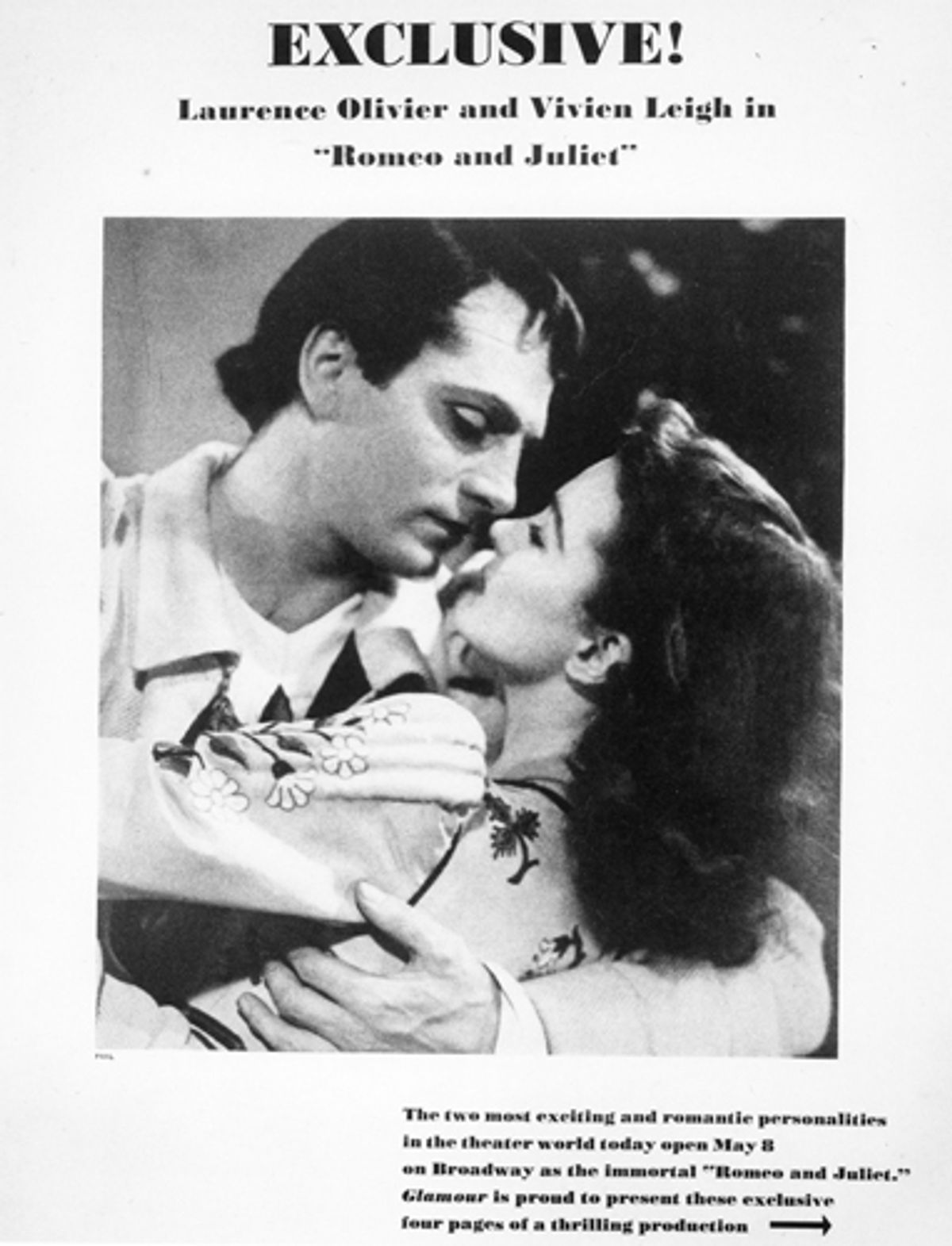A poster for the 1940 Geary Theater production of Romeo and Juliet starring Laurence Olivier and his wife, Vivien Leigh at 