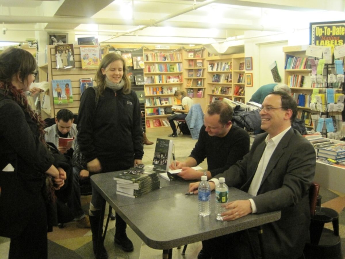 Howard Sherman and Ben Hodges signing books at The Drama Bookshop at THE PLAY THAT CHANGED MY LIFE Reading At The Drama Book Shop