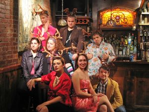 Danaher Dempsey as Cupid Peter Schuyler as Comet Michael DeRensis as Dasher Rob Brown as Donner Jennifer Gill as Hollywood Rachel Grundy as Vixen Sarah Elaina Bisman as Dancer Amy Beth Sherman as Blitzen @ BroadwayWorld Danaher Dempsey as Cupid Peter Schuyler as Comet Michael DeRensis as Dasher Rob Brown Photo