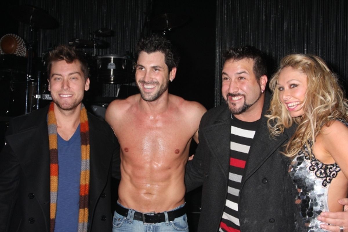 Lance Bass, Maksim Chmerkovskiy, Joey Fatone and Kym Johnson at 