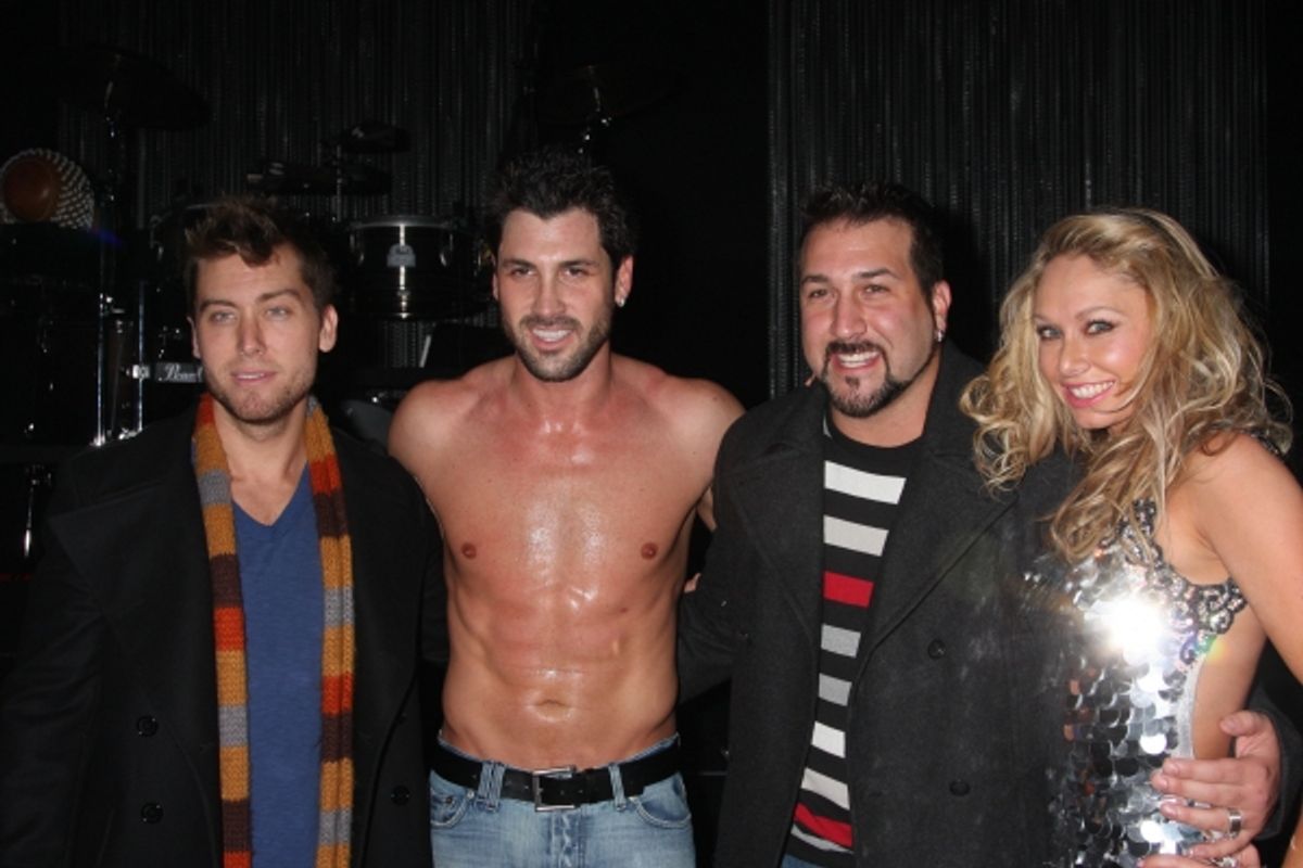Lance Bass, Maksim Chmerkovskiy, Joey Fatone and Kym Johnson at 