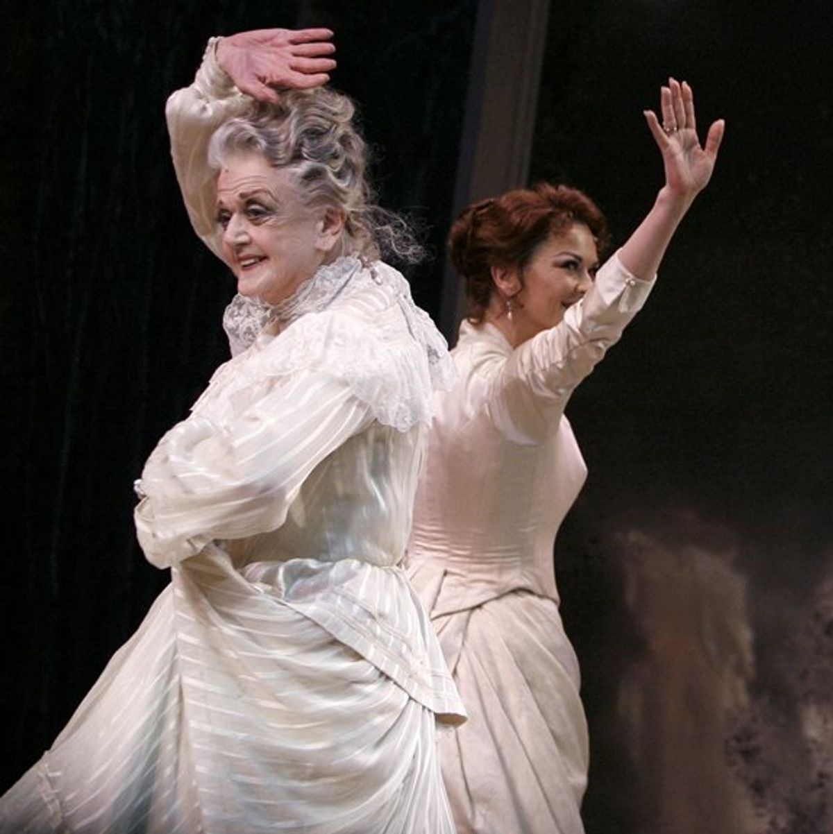 Catherine Zeta-Jones & Angela Lansbury during the Opening night Performance Curtain Call for Broadway's 'A Little Night Music' at the Water Kerr Theatre at 