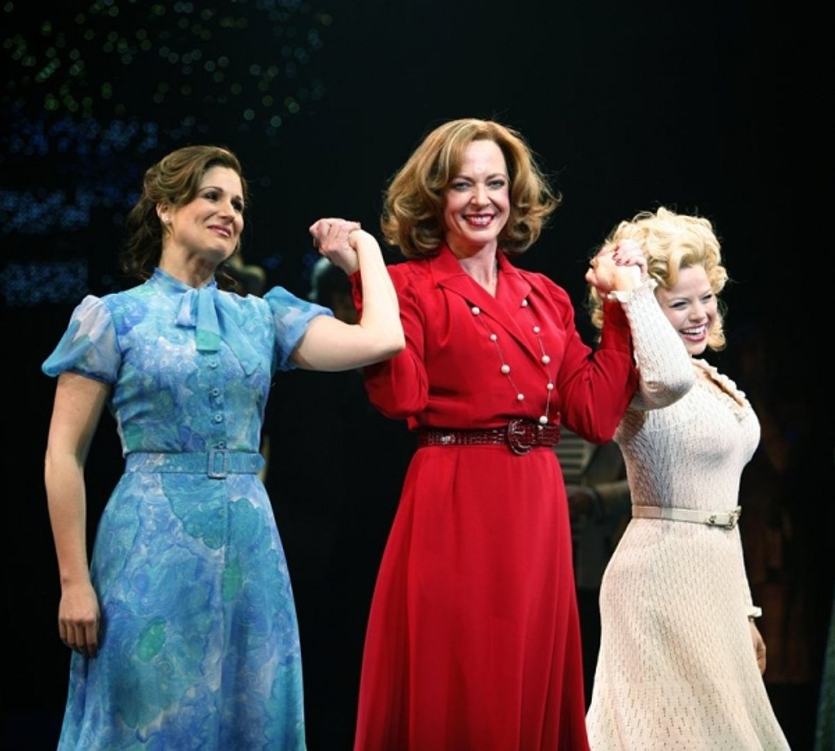 Stephanie J. Block, Allison Janney, Megan Hilty during the Broadway Opening Night Performance Curtain Call for ' 9 to 5 the Musical ' at 
