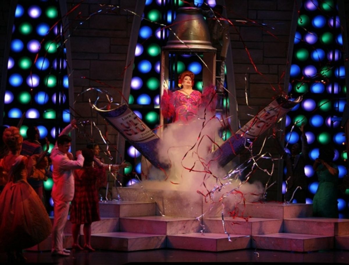 Harvey Fierstein during the final performance curtain call for HAIRSPRAY ( The winner of Eight Tony Awards, finishing it's run of 2.641 performances as the 19th Longest-running show in Broadway History ) at the Neil Simon Theatre in New York City at 