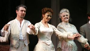 Alexander Hanson, Catherine Zeta-Jones & Angela Lansbury during the Opening night Performance Curtain Call for Broadway's "A Little Night Music" at the Water Kerr Theatre @ BroadwayWorld Alexander Hanson, Catherine Zeta-Jones & Angela Lansbury during the Opening night Per Photo