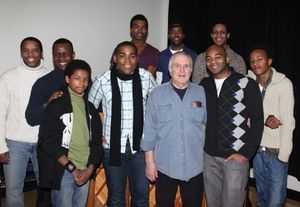 Back row: ChristIan White, Julius Thomas III, Derrick Cobey. Front row: Rodney Hicks, Sean Bradford, Josh Breckenridge, Cody Ryan Wise, John Kander, Brandon Victor Dixon, and KendRick Jones @ BroadwayWorld Back row: ChristIan White, Julius Thomas III, Derrick Cobey. Front row: Rodney Hicks, Photo