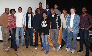 Back row, ChristIan White, Julius Thomas III, Derrick Cobey. Front row, Forrest McClendon, Sharon Washington, Rodney Hicks, Sean Bradford, Josh Breckenridge, Cody Ryan Wise, Brandon Victor Dixon, KendRick Jones, John Cullum, and Colman Domingo @ BroadwayWorld Back row, ChristIan White, Julius Thomas III, Derrick Cobey. Front row, Forrest McCle Photo