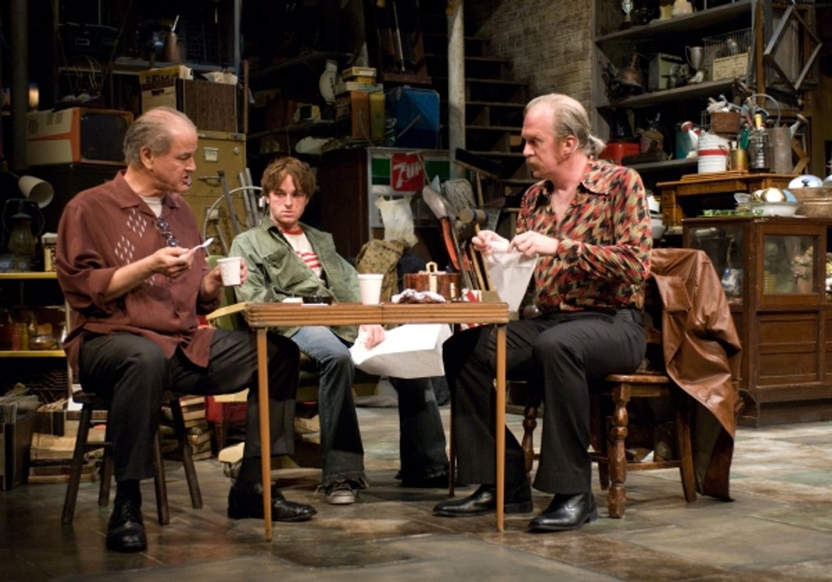 (left to right) Ensemble member Francis Guinan, Patrick Andrews and ensemble member Tracy Letts in Steppenwolf Theatre CompanyÃ¢â‚¬â„¢s production of American Buffalo by David Mamet, directed by ensemble member Amy Morton.  Photo by Michael Brosilow. at 