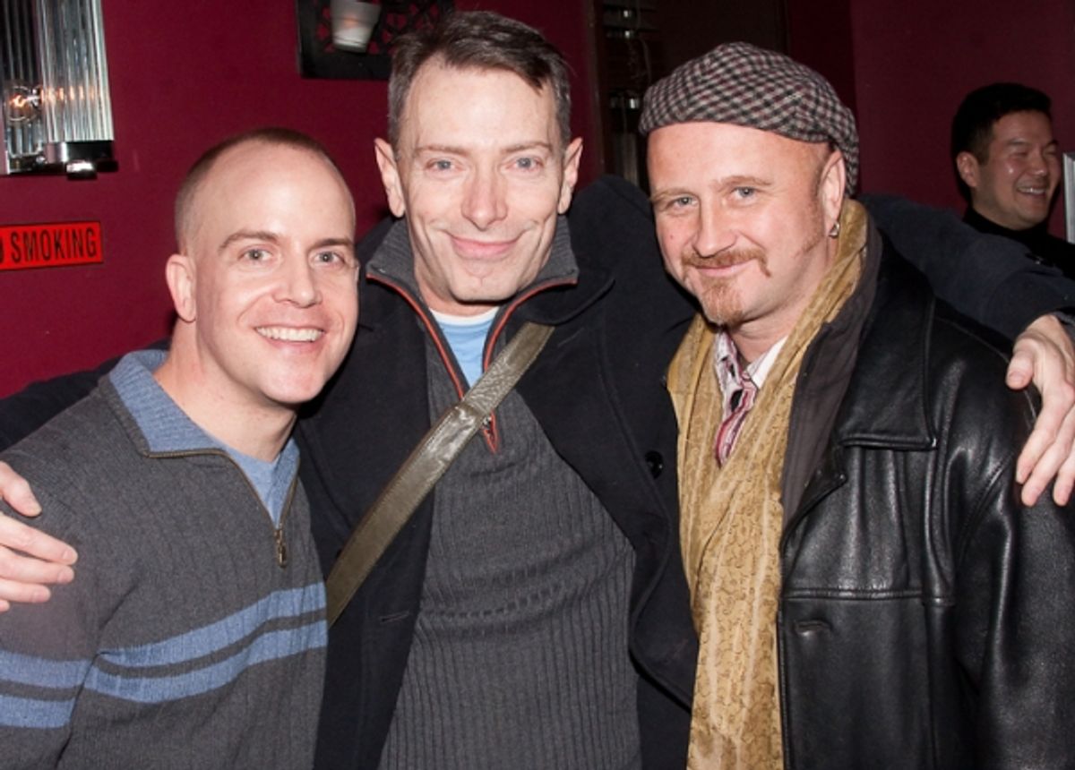 Jeffrey Kuhn, Arnie Burton and original cast member Cliff Saunders
 at 