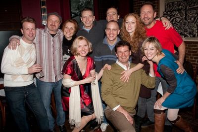 39 Steps cast members past and present: Cameron Folmar, Cliff Saunders, Francesca Far Photo