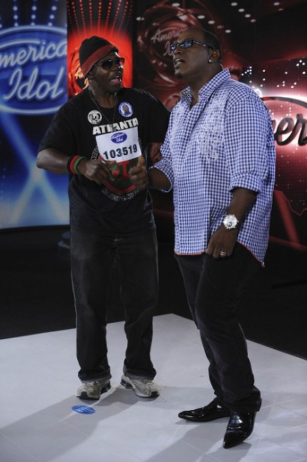 Atlanta auditioner Larry Platt with Randy Jackson. Photo