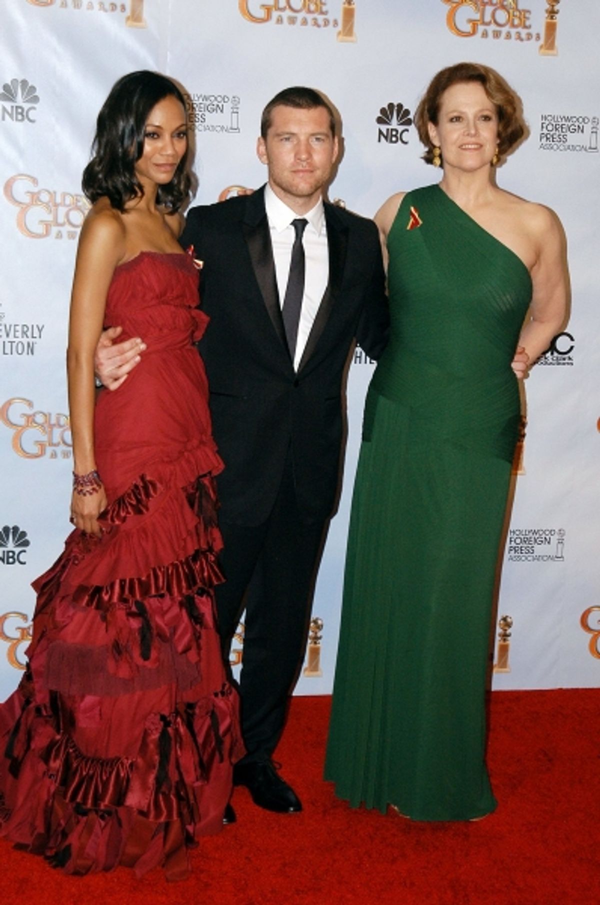  Zoe Saldana, actor Sam Worthington and actress Sigourney Weaver  at 